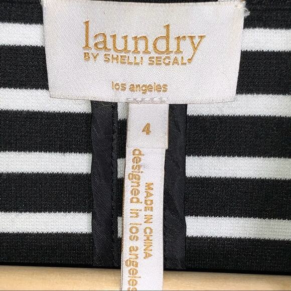 Laundry black and white striped 3/4 sleeve lapel blazer jacket size 4 B99 - Picture 3 of 4